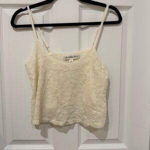 Cream Ivory Flowy Lace Cropped Cami